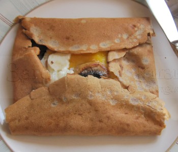 Блин гречневый - бретонская галета - с яичницей и грибами. Galette bretonne Блин гречневый - бретонская галета - с яичницей и грибами. Galette bretonne